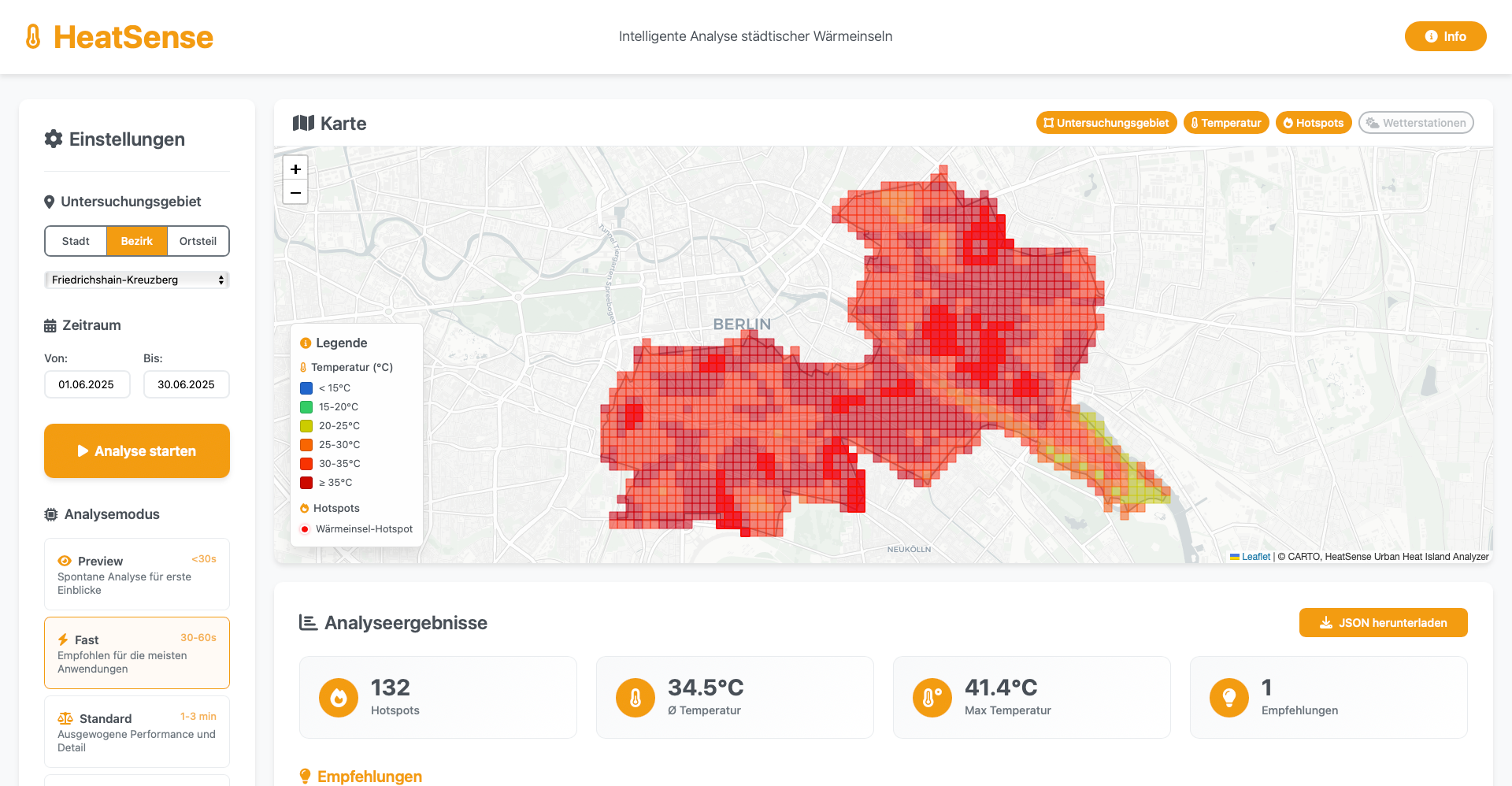 heatsense hotspot map for Berlin