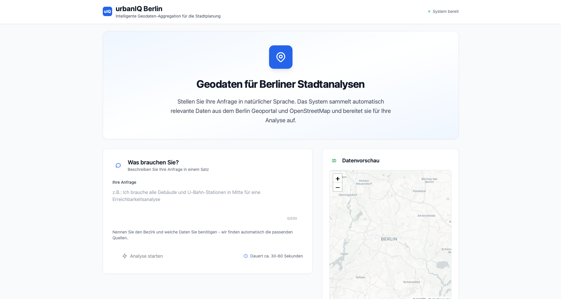 urbanIQ district analysis interface